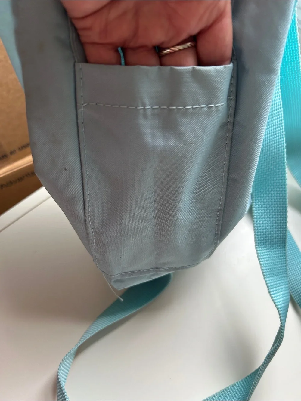 Fjallraven Kånken Mini Backpack in Light Blue with Red Logo